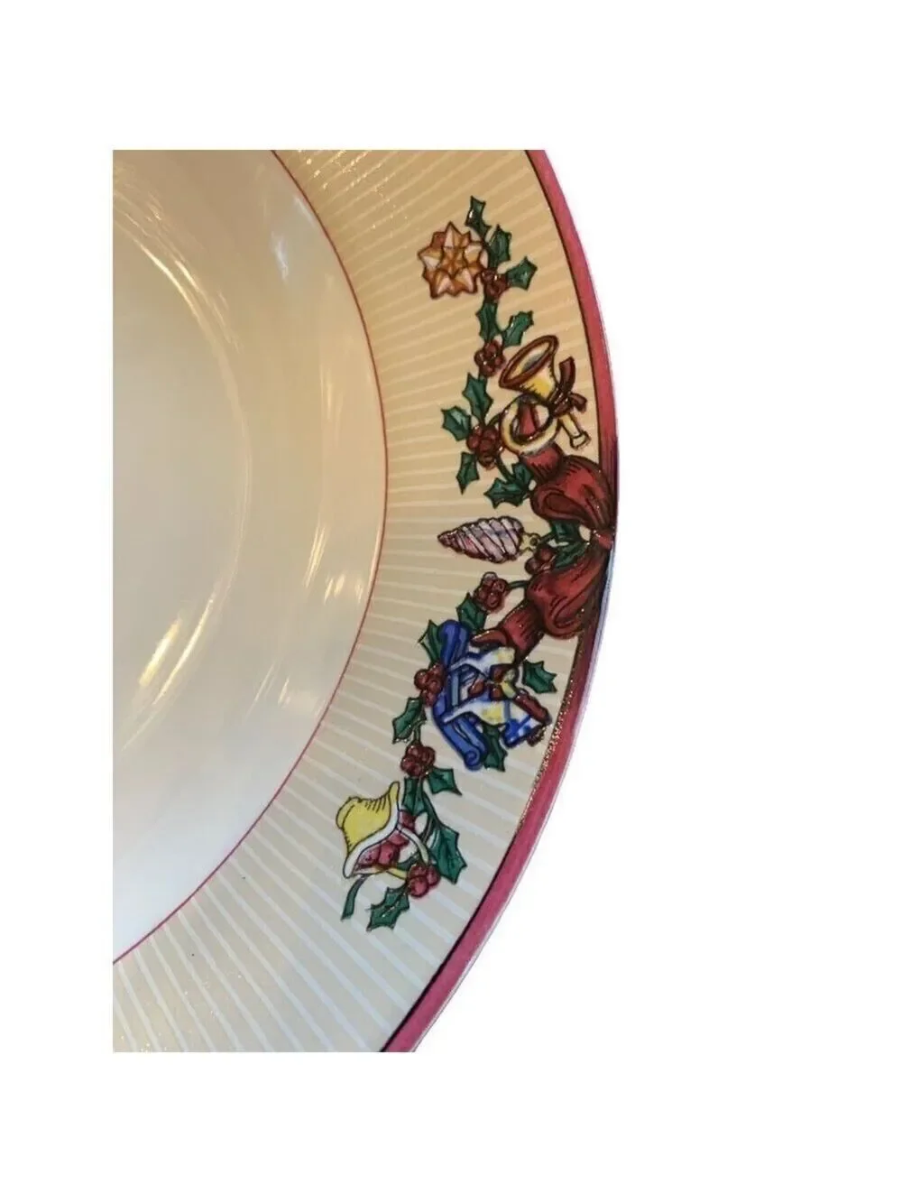 Fitz and Floyd Santas List Soup Bowl 1994 Christmas Rimmed Dinnerware Vtg